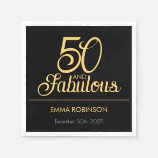 Fünfzig und Fantastisch Name Datum 50. Geburtstags Serviette