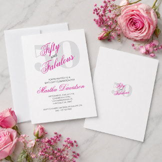 Fünfzig und fantastisch Pink Glam Feier Einladung