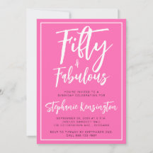 Fünfzig und Fantastisch Pink Schriftzug 50. Geburt