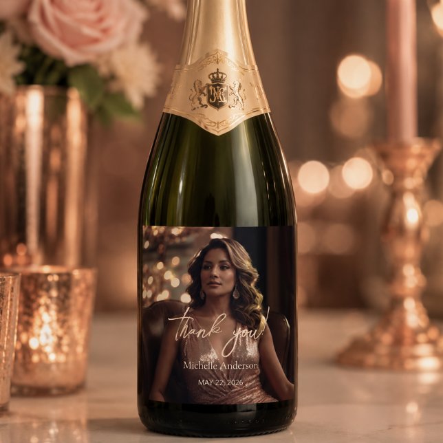 Fünfzig und Fantastisch Roségold Glamour (Personalized champagne bottle label for elegant birthday favors)