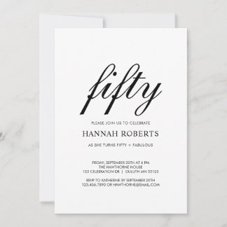Fünfzig und Fantastisch Schwarze 50. Geburtstagsfe Einladung