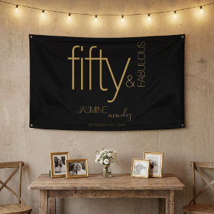 Fünfzig und Fantastisch Schwarzer Goldener Glam Ge Banner
