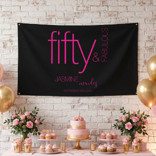 Fünfzig und Fantastisch Schwarzes Fuchsiapink Gebu Banner
