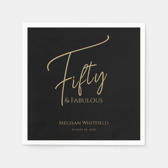 Fünfzig und Fantastisch Skript Name Datum 50. Gebu Serviette (Vorderseite)