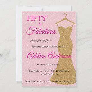 Fünfzig und Fantastisch Skript Pink Gold 50. Gebur Einladung