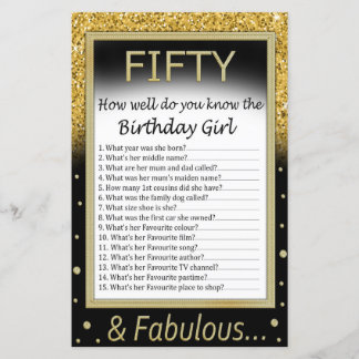Fünfzig Wie gut kennst du das Geburtstagsmädchen?