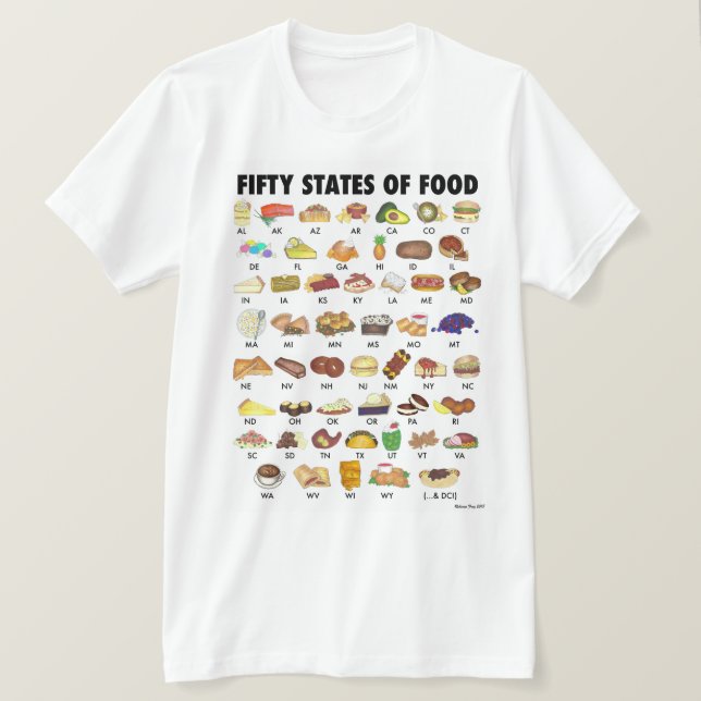 FÜNFZIGE STAATEN VON LEBENSMITTELN Vereinigte Staa T-Shirt (Design vorne)
