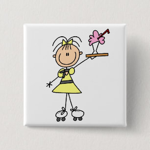 Fünfzigerjahre Antrieb-in den Kellnerin-T - Shirts Button