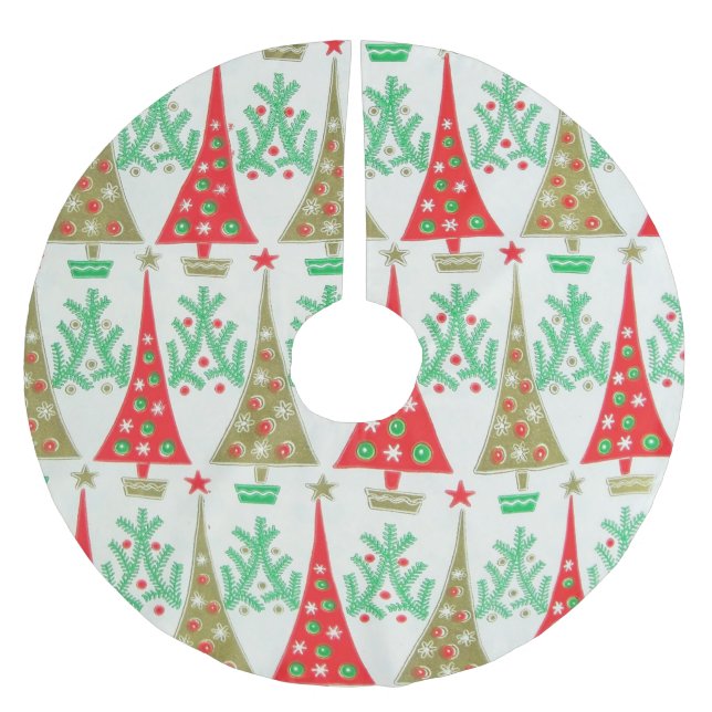 Fünfzigerjahre Cartoon-Weihnachtsbaum-Rock Polyester Weihnachtsbaumdecke (Vorderseite)