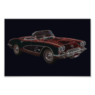 Fünfzigerjahre Chevrolet Corvette Kabriolett Fotodruck