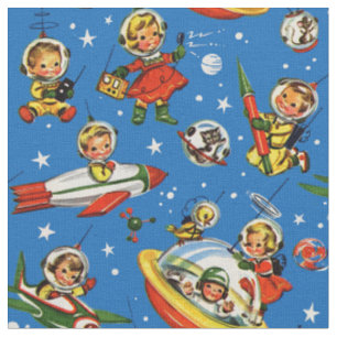 Fünfzigerjahre Kinder im Raum - UFOs und Rockets Stoff