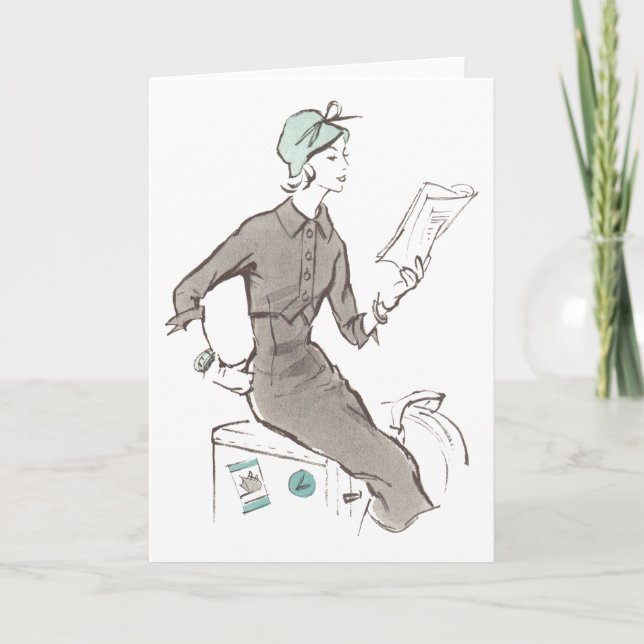 Fünfzigerjahre Mode - Gruß oder Notecard Karte (Vorderseite)