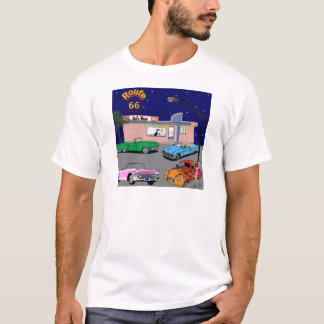 Fünfzigerjahre Restaurant-Weg 66 und Vintage Autos T-Shirt