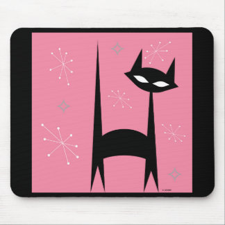 Fünfzigerjahre Retro schwarze Katzen-Pop-Kunst Mousepad