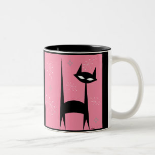 Fünfzigerjahre Retro schwarze Zweifarbige Tasse