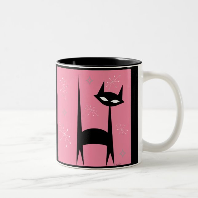 Fünfzigerjahre Retro schwarze Zweifarbige Tasse (Rechts)