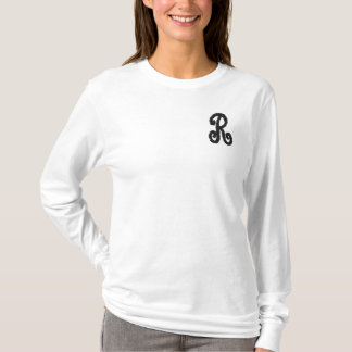 Fünfzigerjahre stickten Monogramm-Shirt Besticktes Langarmshirt