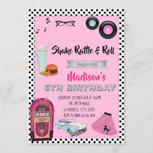 Fünfzigerjahre Thema-Party Einladung