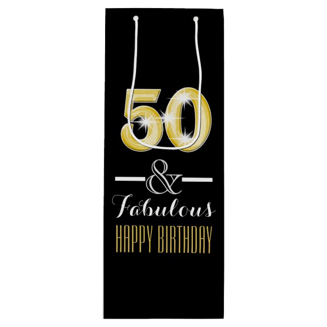 Fünfzigste 50. Geburtstagsweinflasche Geschenktüte Für Weinflaschen (Vorderseite)
