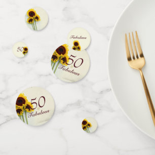 Fünfzigste Sonnenblume Rustikaler 50. Geburtstagst Konfetti