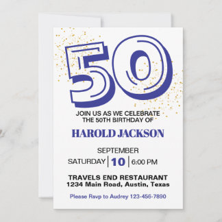 Fünfzigster Meilenstein (oder JEDES Alter) Geburts Einladung