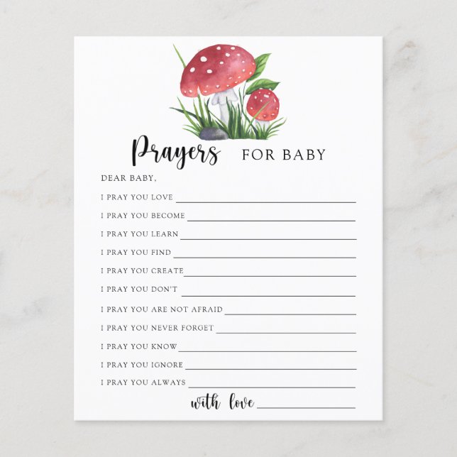 Fungi Baby Shower Gebete für Baby (Vorderseite)