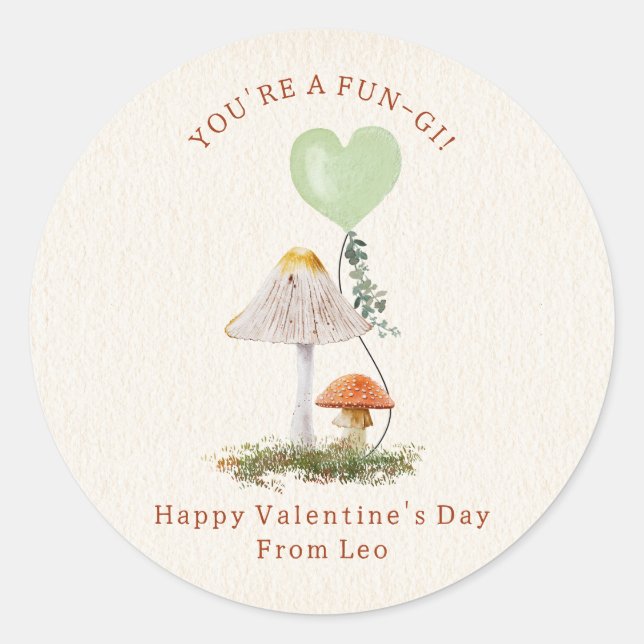 Fungi Pun Pilzsaal Valentine Runder Aufkleber (Vorderseite)
