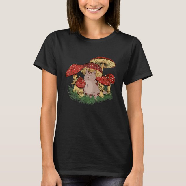 Fungus Magic Psilocybin Mushrooms Cat Hippie   T-Shirt (Vorderseite)