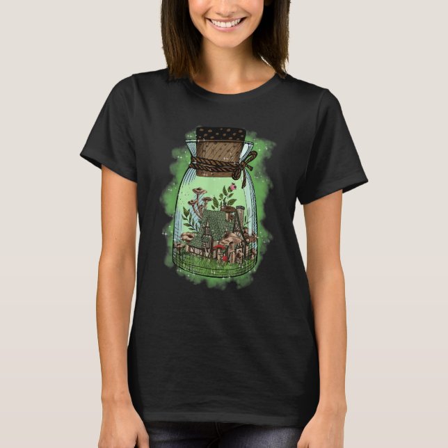 Fungus Magic Psilocybin Mushrooms In Glass Vase T-Shirt (Vorderseite)
