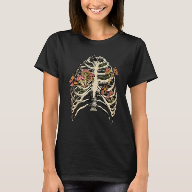 Fungus Magic Psilocybin Mushrooms Skull Chest Hipp T-Shirt (Vorderseite)