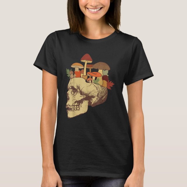 Fungus Magic Psilocybin Mushrooms Skull Face Hippi T-Shirt (Vorderseite)