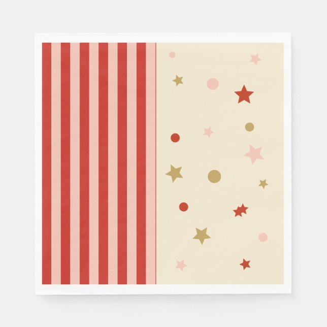 FunHaus Circus Stripes & Stars Party Serviette (Vorderseite)