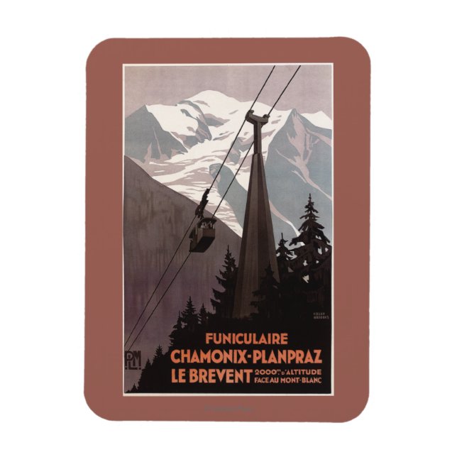 Funiculaire Le Brevent Cable Car Poster Magnet (Vertikal)