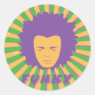 Funk ~ Funky Retro 80er 1980s Disco Man Runder Aufkleber