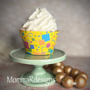 Funk Retro Cupcake Wrappers, gelbe Kuchenpackung