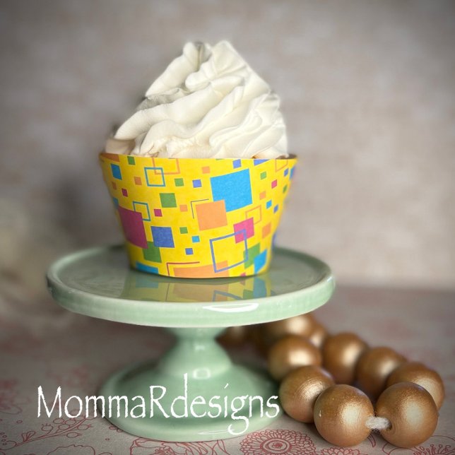 Funk Retro Cupcake Wrappers, gelbe Kuchenpackung (Von Creator hochgeladen)