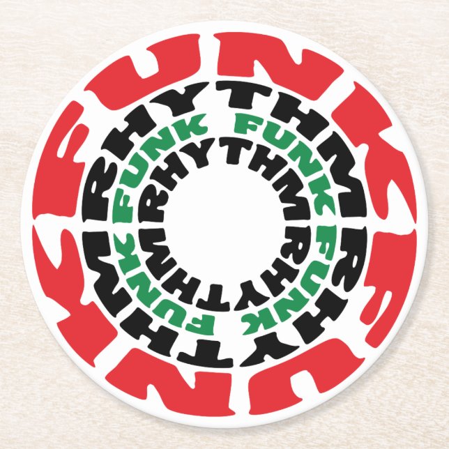 Funk Rhythmus Funk Funk Rhythmus Runder Pappuntersetzer (Vorderseite)