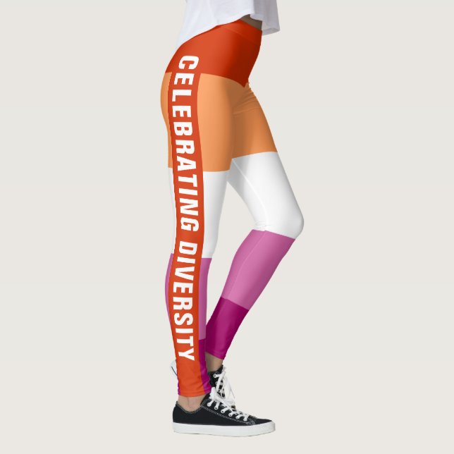Funke farbige, einzigartige LGBTQ Lesben Flaggente Leggings (Rechts)