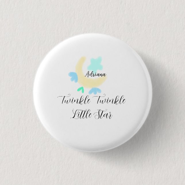 funkel funkel kleiner Stern blaue Sterne gelber Mo Button (Vorderseite)