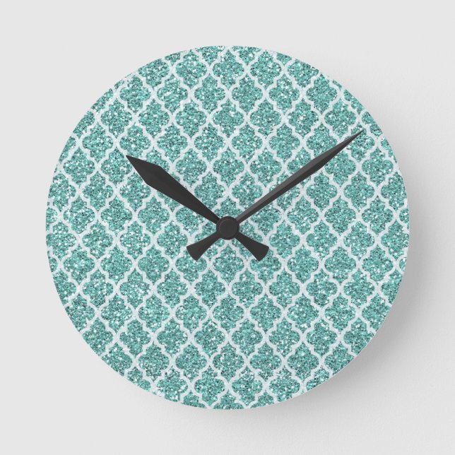 Funkeln aquamarin runde wanduhr (Vorderseite)