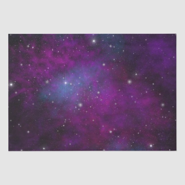 Funkeln auf tiefem Lila Weltraumhintergrund Seidenpapier (Vorderseite)