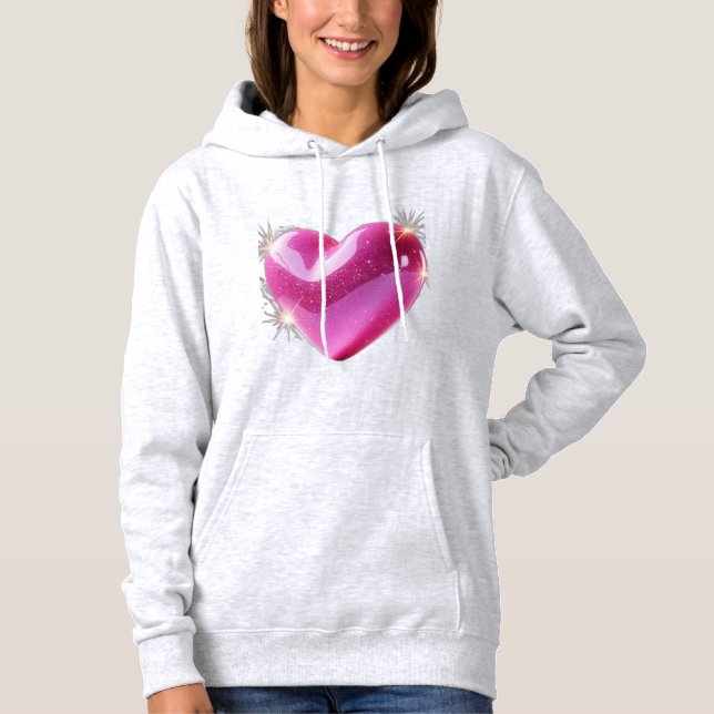 Funkeln des rosa 3D-Herzens - Ein Symbol Hoodie (Vorderseite)
