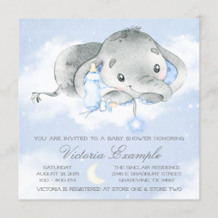 Funkeln-Funkeln-Baby-Elefant-Babyparty Einladung