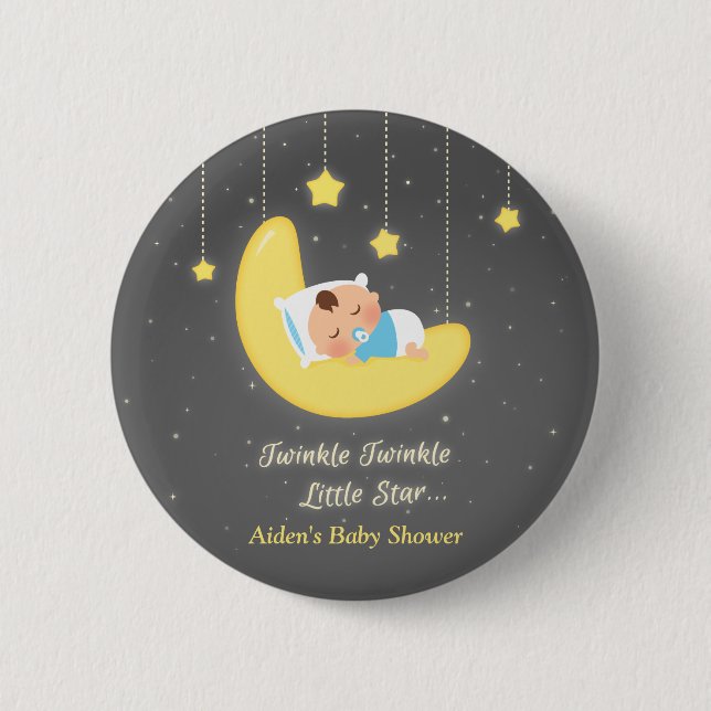 Funkeln-Funkeln-Stern-Babyparty-Bevorzugungen Button (Vorderseite)