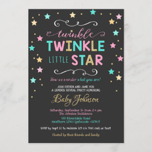 Funkeln-Funkeln-Stern-Babyparty, Geschlecht decken Einladung