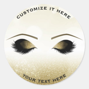 Funkeln Glitter Gold Make-up Wimpern Glamour Maßan Runder Aufkleber