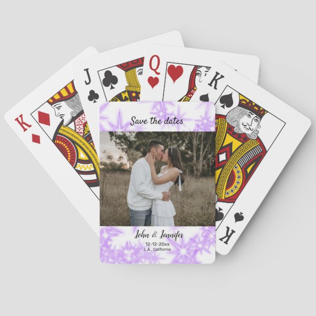 funkeln Glitzer hinzufügen Foto Name Text Datum in Spielkarten (Rückseite)