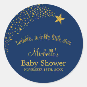 Funkeln kleine Sternschnuppen-Marine-GoldBabyparty Runder Aufkleber