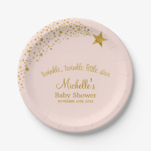 Funkeln kleine Sternschnuppen-Rosa-GoldBabyparty Pappteller