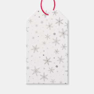 Funkeln-Schneeflocke - silbernes Grau u. Weiß Geschenkanhänger